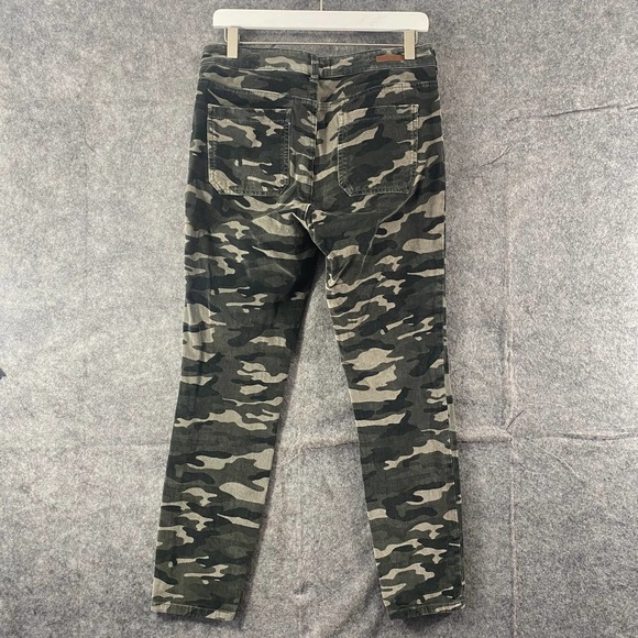 Anthropologie Pants 29 Green Camo Print Corduroy Pilcro Skinny High Rise - Picture 2 of 13